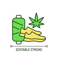 Cannabis Schuhe RGB-Farbsymbol. nachhaltige Schuhherstellung. vegane Gras-Sneaker. Hanf Schuhe. umweltfreundliche Materialien. isolierte Vektor-Illustration. einfache gefüllte Strichzeichnung. bearbeitbarer Strich vektor