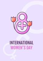 Happy Women Day Grußkarte mit Farbsymbol-Element. internationalen Feiertag feiern. Postkarten-Vektor-Design. dekorativer Flyer mit kreativer Illustration. Notecard mit Glückwunschbotschaft vektor