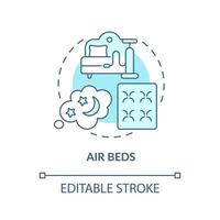 luft sängar blå konceptikon. gemensamma madrass material abstrakt idé tunn linje illustration. uppblåsbar säng för camping. justera luftkammare. vektor isolerade kontur färgritning. redigerbar linje