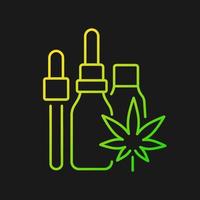 hampa olja tinktur gradient vektor ikon för mörkt tema. marijuanaextrakt. medicinsk cannabis. koncentrerad vätska. tunn linje färgsymbol. modern stil piktogram. vektor isolerade konturritning