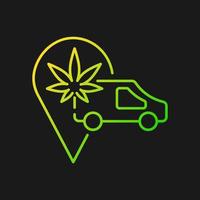 Cannabis-Transport-Gradienten-Vektorsymbol für dunkles Thema. Vertrieb von medizinischem Marihuana. Versand von Hanfwaren. dünne Linie Farbsymbol. Piktogramm im modernen Stil. Vektor isolierte Umrisszeichnung