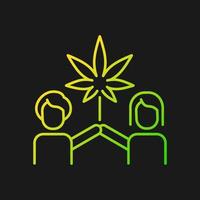 Cannabiskultur-Gradientenvektorsymbol für dunkles Thema. Freizeitkonsum von Marihuana. soziale Bewegung. legaler Konsum. dünne Linie Farbsymbol. Piktogramm im modernen Stil. Vektor isolierte Umrisszeichnung