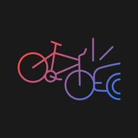 bil kollision med cyklist gradient vektor ikon för mörkt tema. olycka med cyklist. bil-på-cykel-kollision. tunn linje färgsymbol. modern stil piktogram. vektor isolerade konturritning