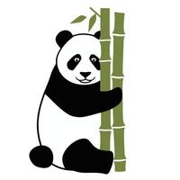 Panda umarmen ein Büschel von Bambus Karikatur Illustration vektor