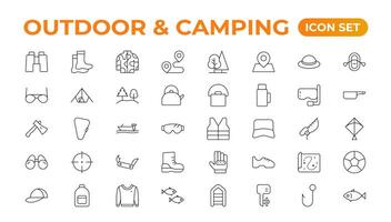 Essen und Ernährung, draussen und Camping Symbol einstellen vektor