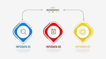 tre steg infographic märka design mall med linje ikoner. bearbeta steg diagram, presentationer, arbetsflöde layout, baner, strömma Diagram, info Graf illustration. vektor