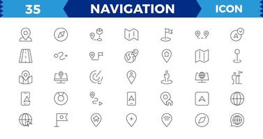 Navigation Symbol, Standort Symbol Satz. enthält Karte, Karte Stift, GPS, Ziel, Richtungen, Distanz, Ort, Navigation und Adresse Symbole. solide Symbole Sammlung. vektor
