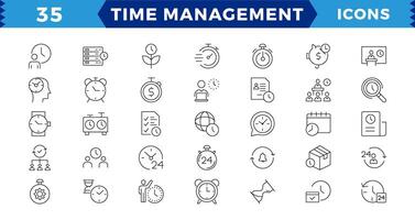 tid förvaltning. linjär ikon samling. redigerbar stroke.tid förvaltning ikon uppsättning linje design blå. tid, chef, ikon, utveckling, företag . vektor