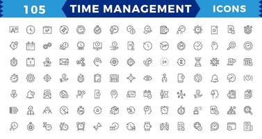 tid förvaltning. linjär ikon samling. redigerbar stroke.tid förvaltning ikon uppsättning linje design blå. tid, chef, ikon, utveckling, vektor