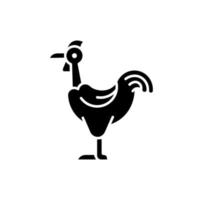 transsylvanisk kyckling svart glyfikon. naken hals kyckling ras. fågel med fjäderlös hals. fjäderfäuppfödning för kött och ägg. siluett symbol på vitt utrymme. vektor isolerade illustration