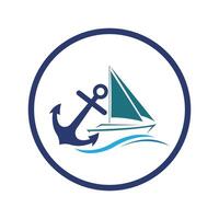 Segeln Boot Yacht Logo Illustration isoliert auf Weiß. Yacht Verein Logo vektor