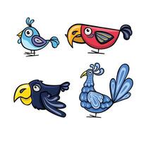 uppsättning av små rolig fåglar, conures, papegojor tecknad serie, illustration dragen förbi hand vektor