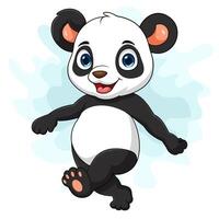 cartoon niedlicher kleiner panda zu fuß vektor