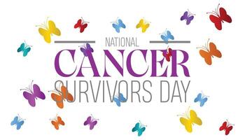 National Krebs Überlebende Tag beobachtete jeder Jahr im Juni. Vorlage zum Hintergrund, Banner, Karte, Poster mit Text Inschrift. vektor