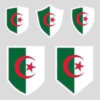 uppsättning av algeriet flagga i skydda form ikon vektor