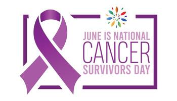 National Krebs Überlebende Tag beobachtete jeder Jahr im Juni. Vorlage zum Hintergrund, Banner, Karte, Poster mit Text Inschrift. vektor