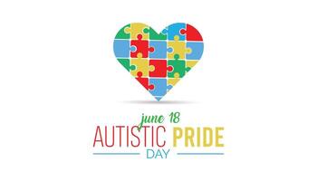 autistisk stolthet dag observerats varje år i juni. mall för bakgrund, baner, kort, affisch med text inskrift. vektor