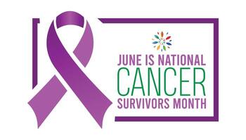 National Krebs Überlebende Monat beobachtete jeder Jahr im Juni. Vorlage zum Hintergrund, Banner, Karte, Poster mit Text Inschrift. vektor