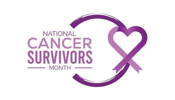 National Krebs Überlebende Monat beobachtete jeder Jahr im Juni. Vorlage zum Hintergrund, Banner, Karte, Poster mit Text Inschrift. vektor