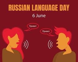 illustration grafisk av en ung par är kommunicerar använda sig av ryska språk, perfekt för internationell dag, ryska språk dag, fira, hälsning kort, etc. vektor