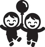 två barn spelar med en ballong illustration för barns dag. vektor
