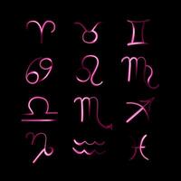 uppsättning av zodiaken tecken med neon effekt. vektor
