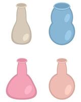 tömma vaser och flaskor samling. hand dragen klotter uppsättning. enkel illustration isolerat på vit bakgrund. vektor