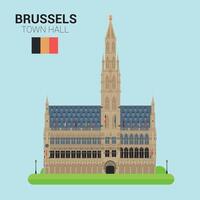 monument och landmärken samling. bryssel stad hall. Bryssel, belgien vektor