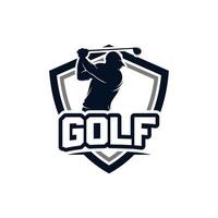 golf klubb skydda logotyp design mall vektor