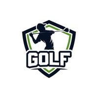 golf klubb skydda logotyp design mall vektor