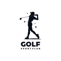 Golfspieler mit Sterne Logo Design Vorlage vektor