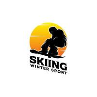 Berg Skifahren Logo Design Vorlage vektor