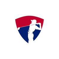 golf logotyp gunga och träffa de boll vektor