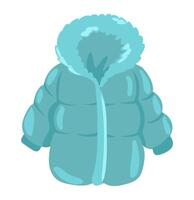süß Winter Blau Jacke im eben Design. saisonal Kind warm Oberbekleidung. Illustration isoliert. vektor
