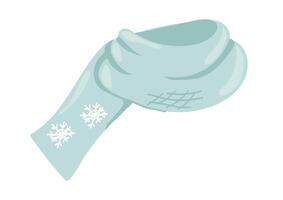 värma stickat scarf i platt design. säsong- nacke tillbehör med snöflingor. illustration isolerat. vektor