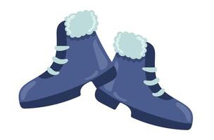 vinter- blå skor i platt design. säsong- värma Skodon med päls. illustration isolerat. vektor