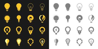 ljus Glödlampa lampa ikon logotyp illustration. samling uppsättning isolerat vektor