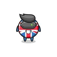 süße Großbritannien-Flagge mit VR-Headset vektor