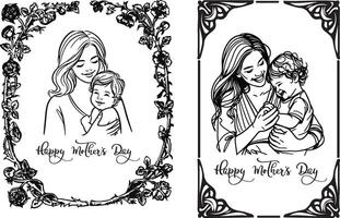 mors dag för kvinna och barn kärlek kort bakgrund vektor