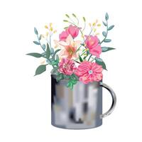 Blumen im ein Metall Vase vektor