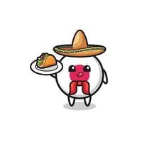 Japan flagga mexikansk kock maskot håller en taco vektor
