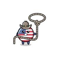 der US-Flaggencowboy mit Lasso-Seil vektor
