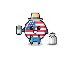 Vereinigte Staaten Flagge Cartoon als der Milchbauer vektor