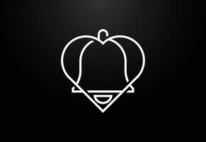 kreativ kärlek klocka logotyp design mall, hjärta med kärlek logotyp vektor