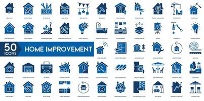 Zuhause Verbesserung Symbol. Renovierung, Innere Design, DIY Projekte, Zuhause Reparatur, Renovierung, Umbau, Haus Upgrades, Zuhause Verjüngungskur, Eigentum Erweiterung und Konstruktion Symbol. vektor