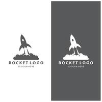 kreativ och modern raket logotyp Rymdskepp lansera mall design vektor