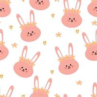 sömlös mönster tecknad serie kanin. söt djur- tapet för textil, gåva slå in papper vektor