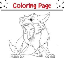 wütend Wolf Färbung Buch Seite zum Kinder. vektor