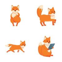 komisch Fuchs Symbole einstellen Karikatur . süß wild Tier rot Fuchs vektor