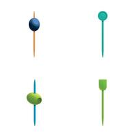 olika tandpetare ikoner uppsättning tecknad serie . trä- och plast tandpetare vektor